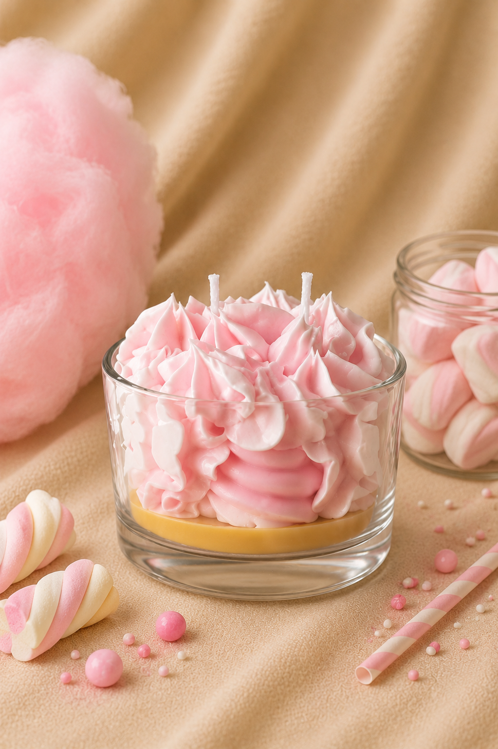 🍭 Bougie Gourmande Barbe à Papa