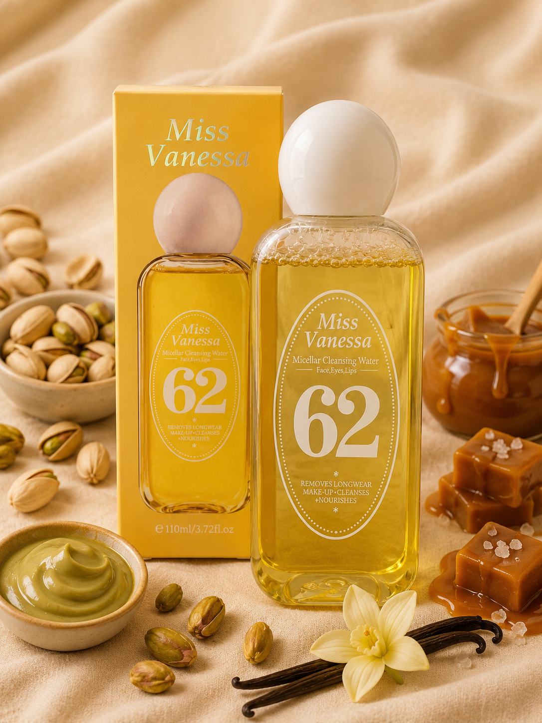 Eau micellaire 62 – Pistache & Caramel Salé