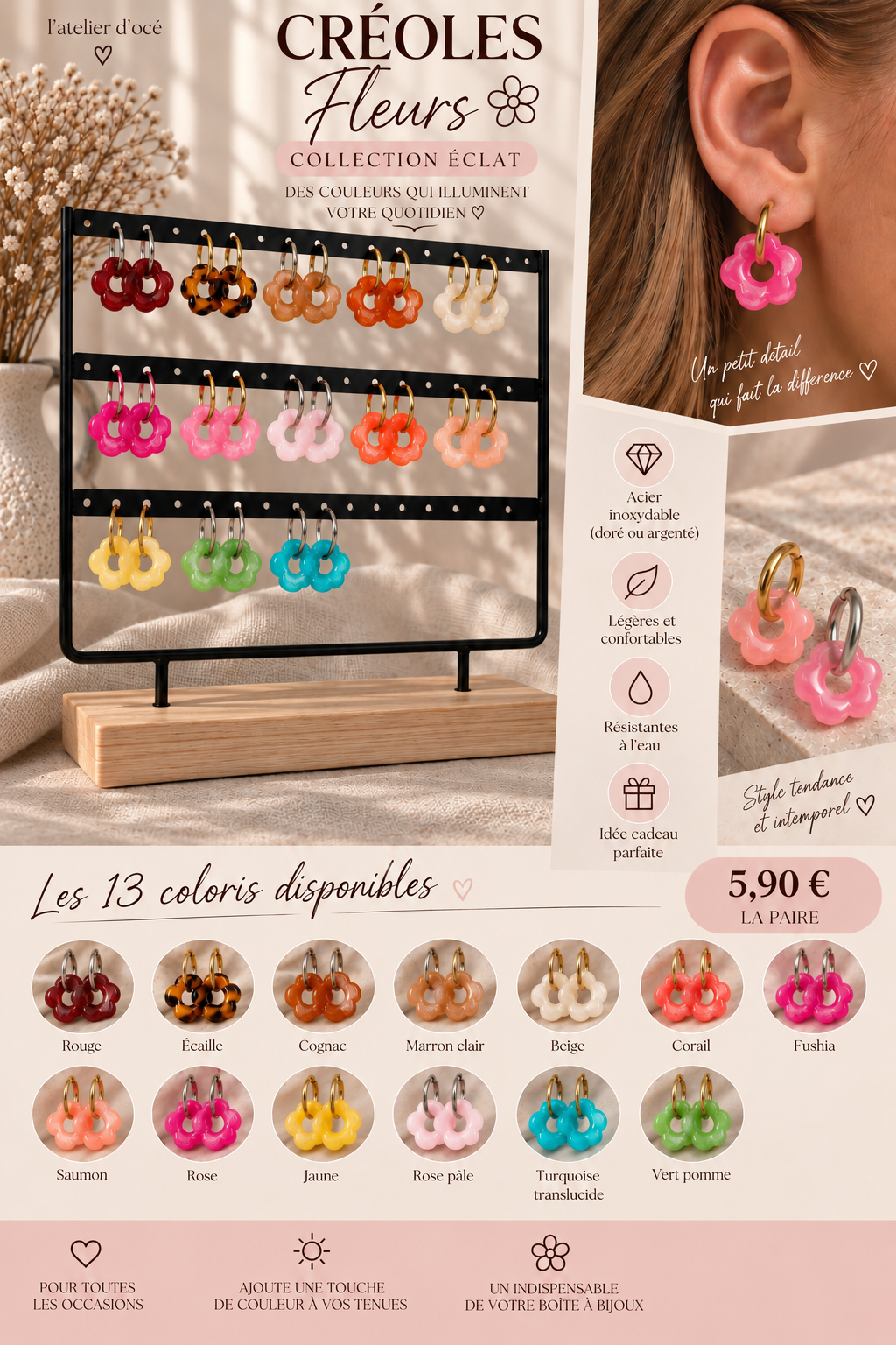 Créoles Fleurs – Collection Éclat